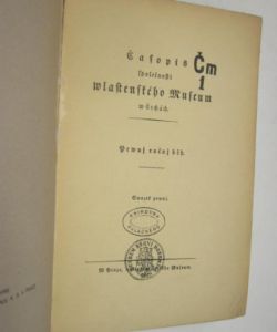 Časopis Wlasteneckého muzeum v Čechách I-IV