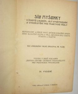 Síla myšlenky v životě lidském, její využitkování